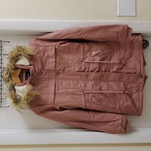 🤩New pink Fudaer sherpa jacket "removable hood" size medium